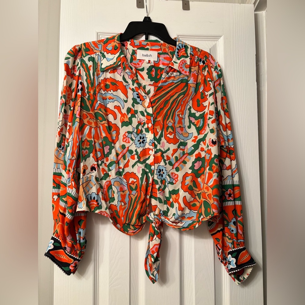 Ba&sh printed blouse tie medium